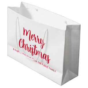 Sacola Para Presentes Grande Feliz Natal Feliz Ano Novo Personalizado Vermelho 