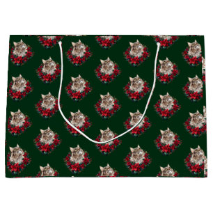 Sacola Para Presentes Grande Feliz Natal Gato Maine Coon 