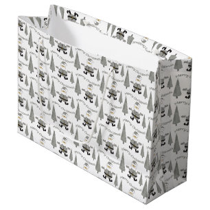 Sacola Para Presentes Grande Feliz Natal Houndstooth Papai Noel