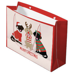 Sacola Para Presentes Grande Feliz Natal Labrador - Cães de Retriever