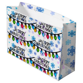 Sacola Para Presentes Grande Feliz Natal Luzes Festivas Feliz Brilho