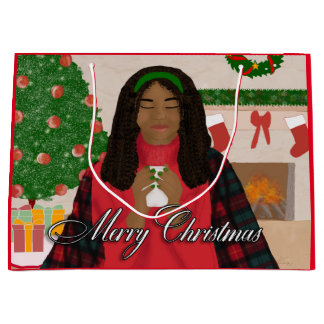 Sacola Para Presentes Grande Feliz Natal na Neve