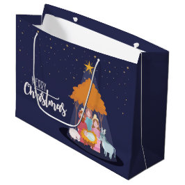 Sacola Para Presentes Grande Feliz Natal O Nascimento de Cristo 
