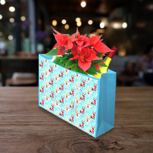 Sacola Para Presentes Grande Feliz Natal Papai Noel Jogando Tênis