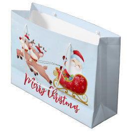 Sacola Para Presentes Grande Feliz Natal, Papais noeis bonitos, Sleigh e Reinde