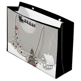 Sacola Para Presentes Grande Feliz Natal Papais noeis Cena LG Gift Bag