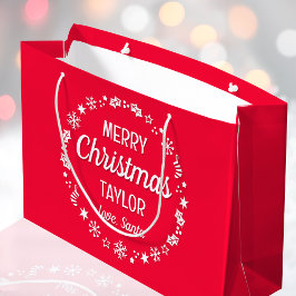 Sacola Para Presentes Grande Feliz Natal Papais noeis de Amor Nome Personalizad