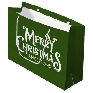 Sacola Para Presentes Grande Feliz Natal Personalizado Verde