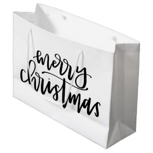 Sacola Para Presentes Grande Feliz Natal - saco preto e branco do presente