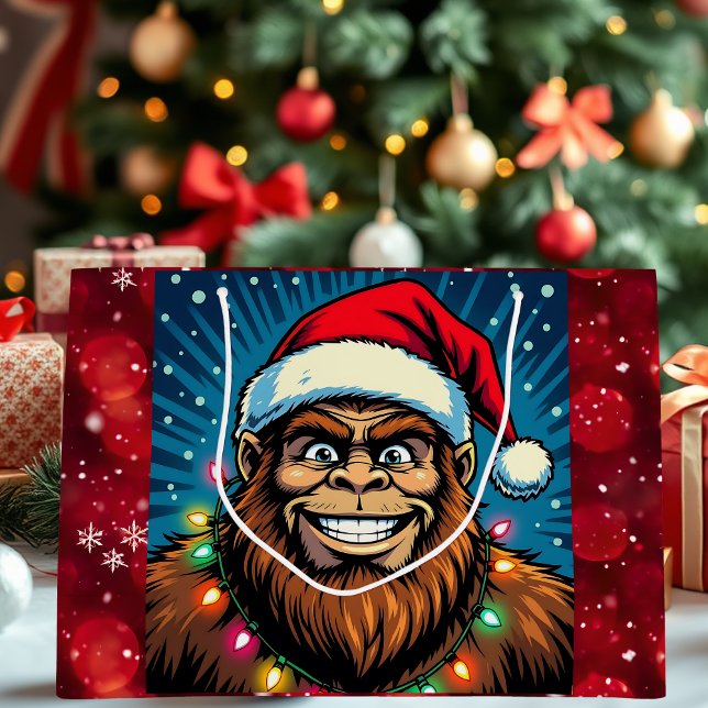 Sacola Para Presentes Grande Feliz Natal Sasquatch Pé Grande (Criador carregado)