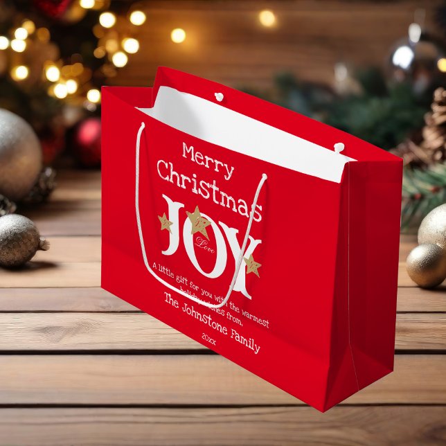 Sacola Para Presentes Grande Feliz Natal - Script Cute Red (Make a Bold and Joyful statement with this large size gift bag.)