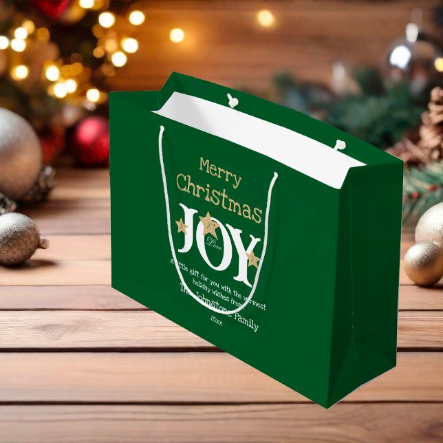 Sacola Para Presentes Grande Feliz Natal - Script Rustic Green (Make an Elegant statement with this large size gift bag for the holidays..)