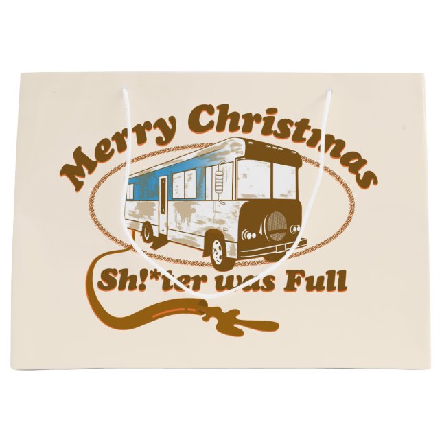 Sacola Para Presentes Grande Feliz Natal Sh!*ter era Cheio (Frente)