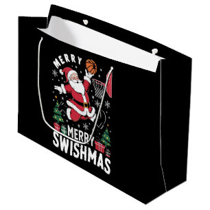 Sacola Para Presentes Grande Feliz Natal Swishmas Papai Noel Jogando Basquete