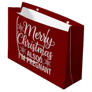 Sacola Para Presentes Grande Feliz Natal Também Estou Grávida Anúncio de Bebê