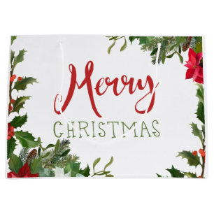 Sacola Para Presentes Grande Feliz Natal verde