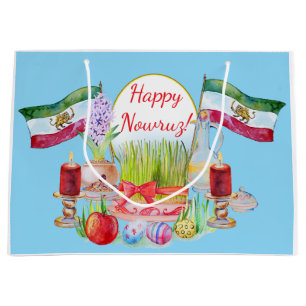 Sacola Para Presentes Grande Feliz Norooz Haft Sin com bandeiras do Leão e do S