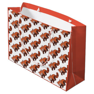 Sacola Para Presentes Grande Feliz panda Vermelha Gift Bag