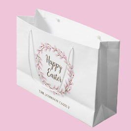Sacola Para Presentes Grande Feliz Páscoa Doce Salgueiro Rosa