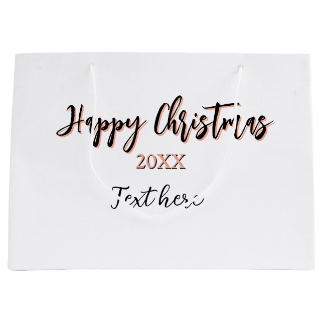 Sacola Para Presentes Grande Feliz pêssego de Natal - ano negro - nome holi (Frente)