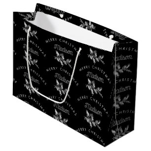 Sacola Para Presentes Grande Feliz preta personalizadaMonograma