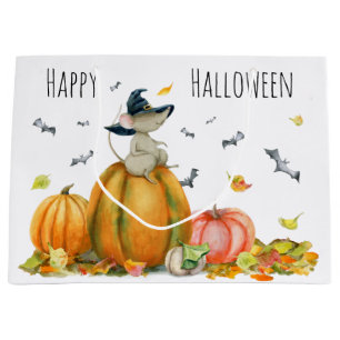 Sacola Para Presentes Grande Feliz Rato de Bruxa de Cartoon Bonito de Halloween