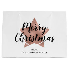 Sacola Para Presentes Grande Feliz Rosa de Natal - Estrela Dourada