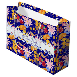 Sacola Para Presentes Grande Feliz Rosh Hashanah Jewish Ano Novo Padrão Floral