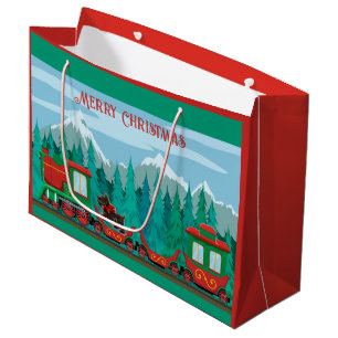 Sacola Para Presentes Grande Feliz trem de Natal