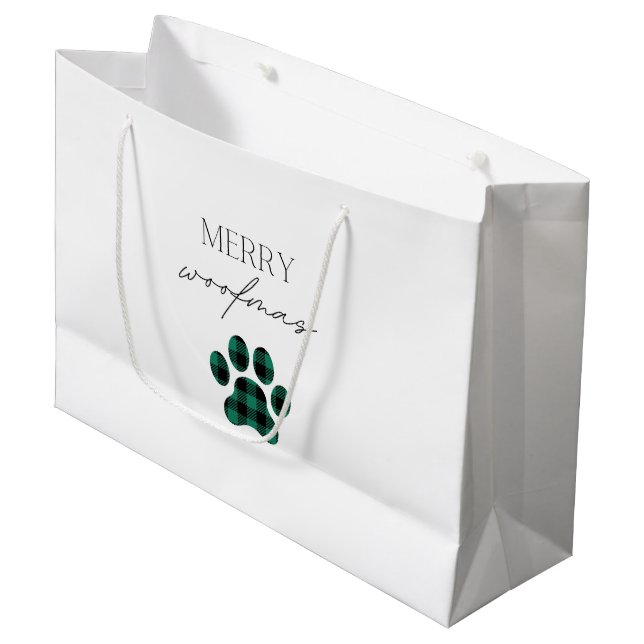 Sacola Para Presentes Grande Feliz Woofmas (Frente inclinada)