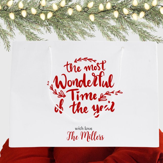 Sacola Para Presentes Grande Felizes Feriados Personalizados de Natal Vermelho  (Criador carregado)