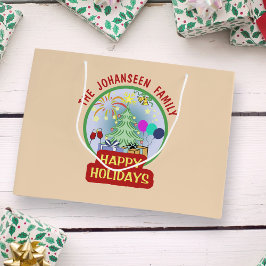 Sacola Para Presentes Grande Felizes Férias Elegantes Crianças de Natal Festiva