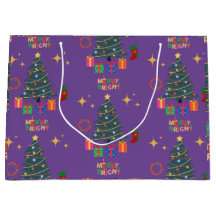 Felizes Roxas E Árvores De Natal Brilhantes Presen