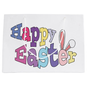 Sacola Para Presentes Grande Felz pascoa Bunny Ears Gift Bag