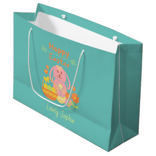 Sacola Para Presentes Grande felz pascoa Coelhinho Rosa Grande Saco de Presente