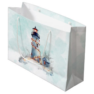Sacola Para Presentes Grande Feriado Costeiro de Natal de Farol