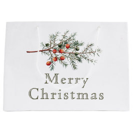 Sacola Para Presentes Grande Feriado da Ramificação de Juniper Evergreen Vintag