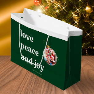 Sacola Para Presentes Grande Feriado de Joy Paz para a Família de Natal