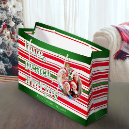 Sacola Para Presentes Grande Feriado de Joy Paz para a Família de Natal