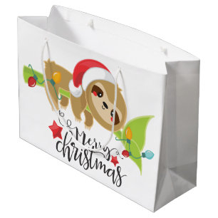 Sacola Para Presentes Grande Feriado de Natal bonito, preguiça de Kawaii