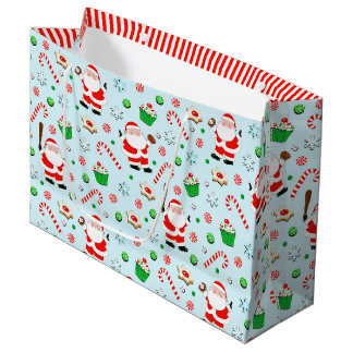 Sacola Para Presentes Grande Feriado de Natal de Baseball