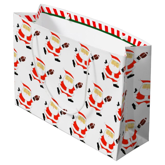 Sacola Para Presentes Grande Feriado de Natal de Futebol (Verso inclinado)