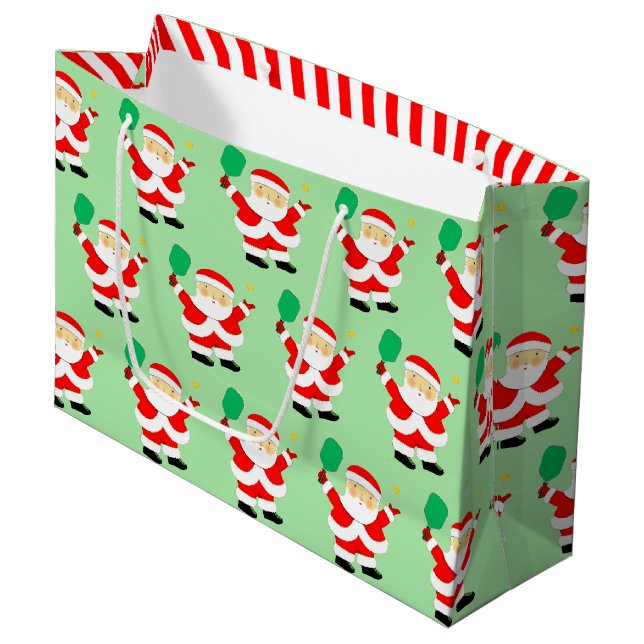 Sacola Para Presentes Grande Feriado de Natal de Pickleball (Frente inclinada)