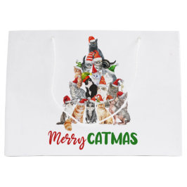 Sacola Para Presentes Grande Feriado de Natal do Cat Tree Cat Lover