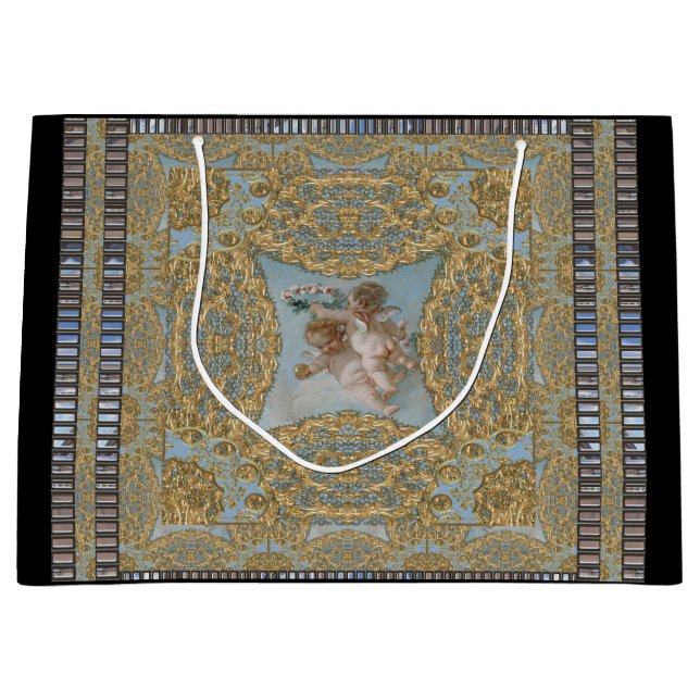 Sacola Para Presentes Grande Feriado de Natal em Cherubs  (Frente)