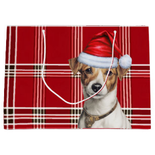 Sacola Para Presentes Grande Feriado do Cachorro Vermelho Jack Russell Terrier