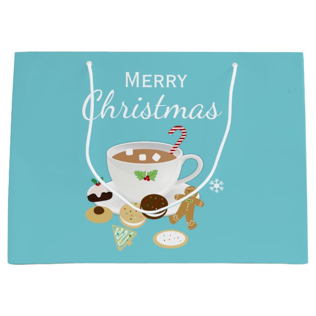 Sacola Para Presentes Grande Feriado dos biscoitos do Natal e do chocolate (Frente)