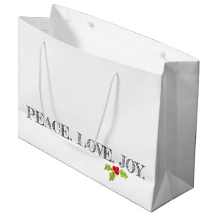 Sacola Para Presentes Grande Feriado Paz Ame Joy Natal Holly Festivo