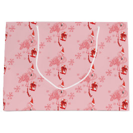 Sacola Para Presentes Grande Feriado Tropical de Natal Watercolor Flamingo