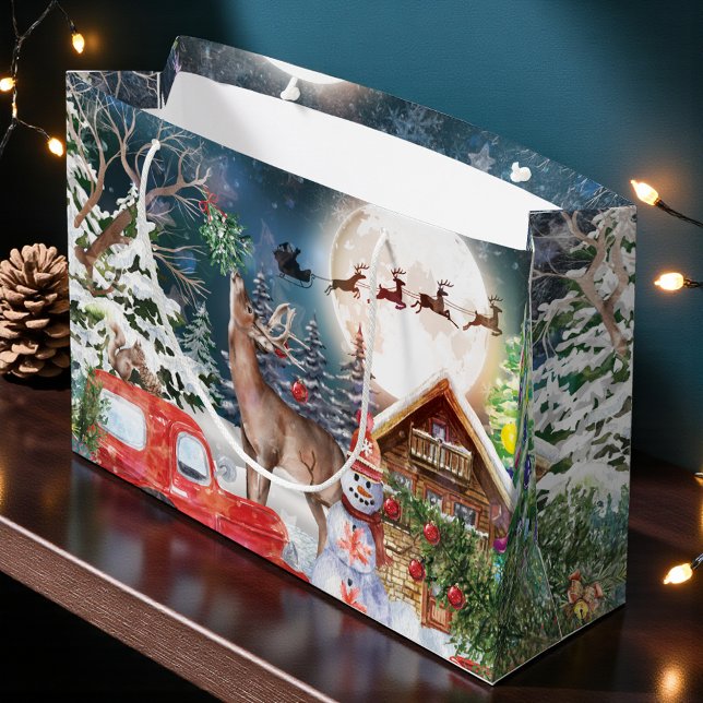 Sacola Para Presentes Grande Feriados de inverno russos Papais noeis de caminhõ (Criador carregado)